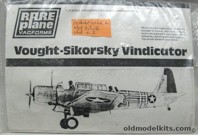 Rareplane 1/72 Vought-Sikorsky SB2U-1 Vindicator - (SB2U1) plastic model kit